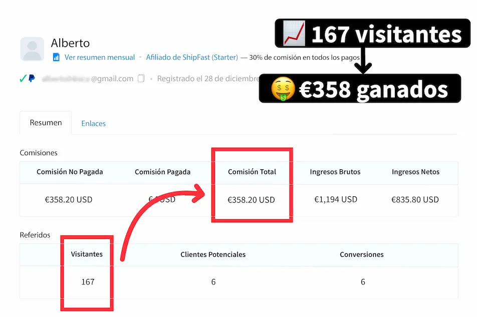 Rewardful affiliates earning